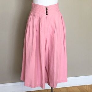 VINTAGE pink culottes gauchos pleated high waist wide leg pants M